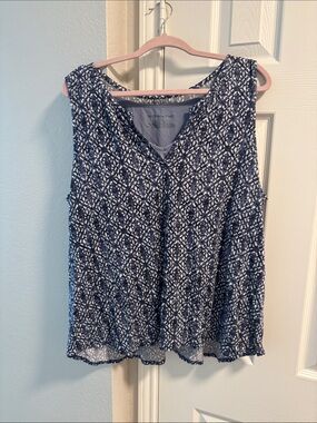 Nottibianche XL sleeveless blue white blouse